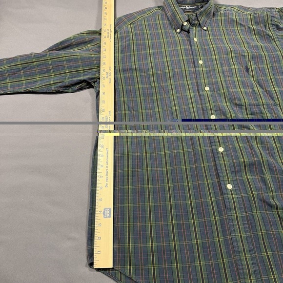 Ralph Lauren M Big Shirt Mens Green Plaid Vintage Cotton Oxford Button Down - Picture 7 of 8
